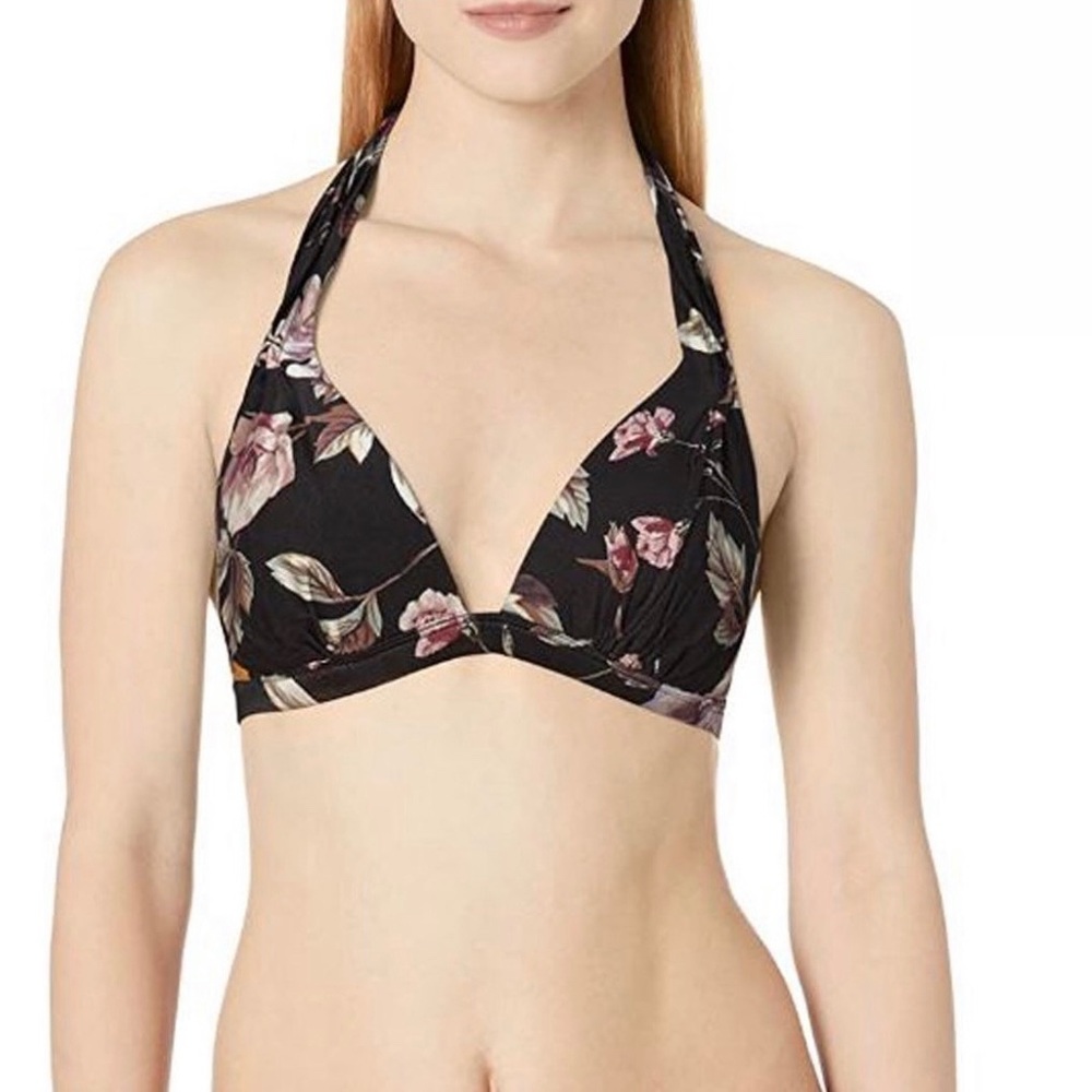 RACHEL Rachel Roy Floral Pleated Halter Bikini Top